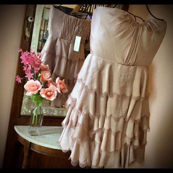 REBECCA TAYLOR CHAMPAGNE EYELASH BUSTIER DRESS 6 NWT - Picture 3 of 12